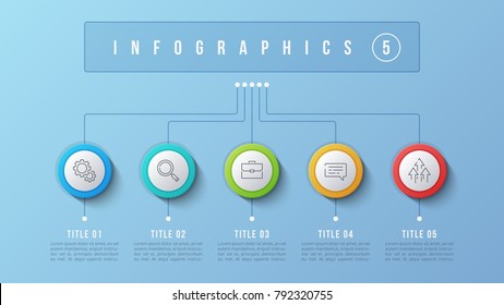 Vector 5 options infographic design, structure chart, presentation template. Editable stroke and global swatches