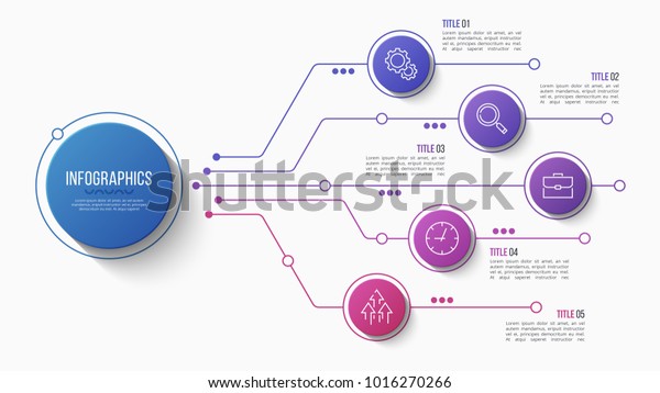 ベクター画像5オプションインフォグラフィックデザイン 構造図 プレゼンテーションテンプレート 編集可能なストロークとグローバルスウォッチ のベクター画像素材 ロイヤリティフリー