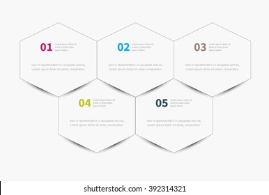 vector 5 options or steps with hexagon for business promo / infographics polygon background