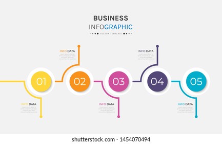 Vector 5 options and steps Infographics Template Design. Business data visualization timeline template design.