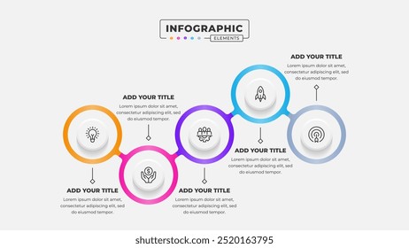 Modelo de design infográfico de processo de círculo empresarial de 5 etapas