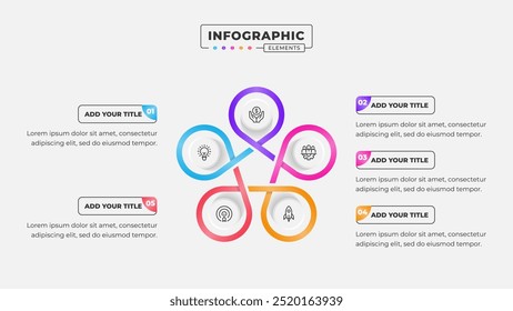 Modelo de projeto infográfico de processo de negócios de 5 etapas