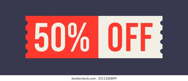 Vector 50 por ciento de descuento en la etiqueta