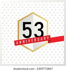 Vector 53rd years anniversary celebration on white background with black color numbers and confetti design