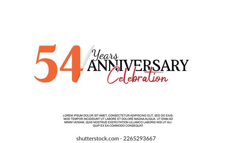 Vector 54 years anniversary logotype number with red and black color for celebration event isolated illustration design. 