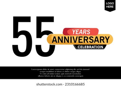 Vector 55th anniversary celebration logotype black yellow colored isolated on white background