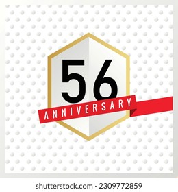 Vector 56th years anniversary celebration on white background with black color numbers and confetti design