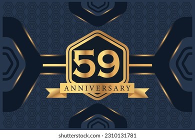 Vector 59 year anniversary celebration logo vector design with black elegant color on blue background