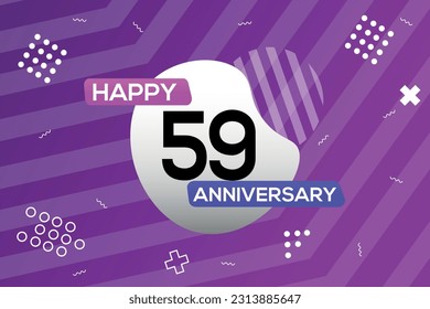 Vector 59th year anniversary logo vector design anniversary celebration with colorful geometric shape
