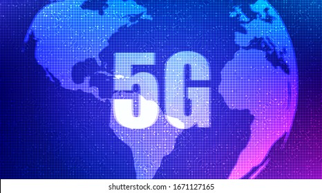 Vector 5G High speed Network on Global data network.internet Wi-fi and broadband technology concept.