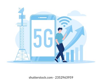Vector with 5G network theme trending concept flat illustration