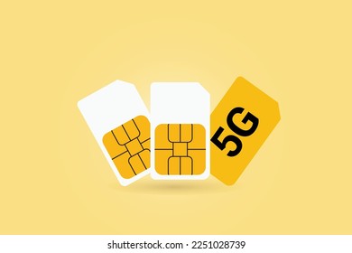 Vector 5g sim card. isometric view. mobile telecommunications technology symbol