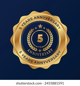 vector 5th anniversary Golden luxury logotype template
