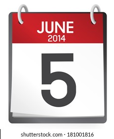 Vector of 5th of June 2014 Calendar