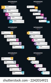 Vector 6 Infographics Pack Presentation slide template 5 Steps cycle diagrams and timelines