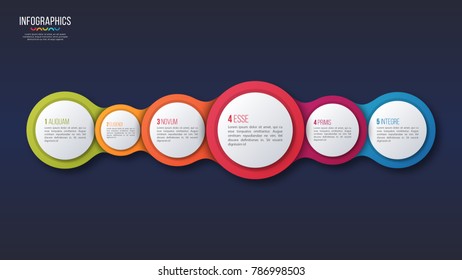 Vector 6 options infographic design, presentation template. Global swatches.