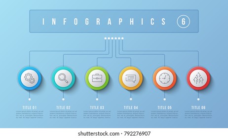 Vector 6 options infographic design, structure chart, presentation template. Editable stroke and global swatches