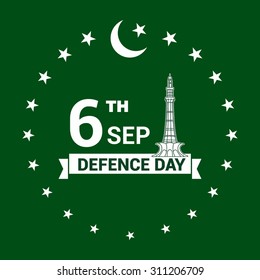 Vector 6 September Defence Day Ribbon badge design. Pakistan Defense Day. Celebration Card. Illustration