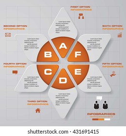 Vector 6 steps infographic. Template for cycle diagram, graph, presentation and round chart. Business concept. EPS10.