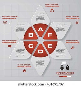 Vector 6 steps infographic. Template for cycle diagram, graph, presentation and round chart. Business concept. EPS10.