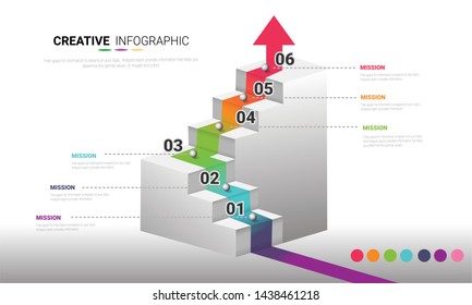 Vector 6 steps timeline infographic template. Vector illustration 