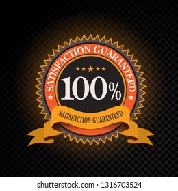 Vector 60 days satisfaction guarantee golden labels on black background