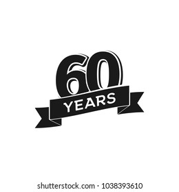 Vector 60 years anniversary logotype. Isolated black logo 60th jubilee on white background