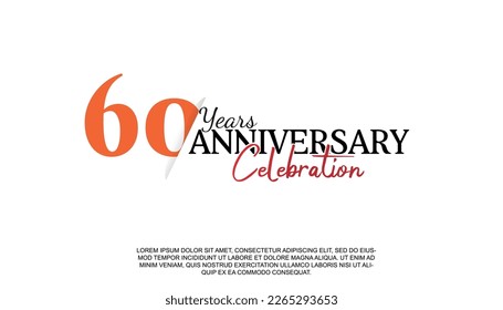 Número de logotipo de 60 años de vectores con color rojo y negro para la celebración evento diseño de ilustración aislado. 