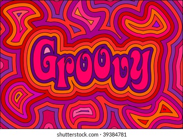 (Vector) 60's groovy retro psychedelic design. A jpg version is also available