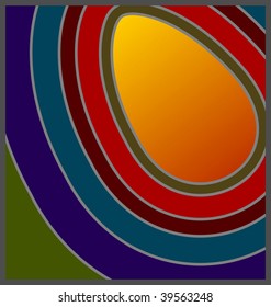 (Vector) 60's/70's Retro concentric colors with egg shaped copy space. A Jpg version is also available.