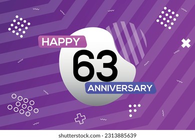 Celebración del aniversario del diseño vectorial del logo del 63° aniversario del vector con forma geométrica de color
