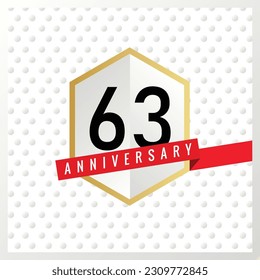 Vector 63rd years anniversary celebration on white background with black color numbers and confetti design