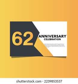 Vector 64 years anniversary celebration, anniversary celebration template design with yellow color background.

