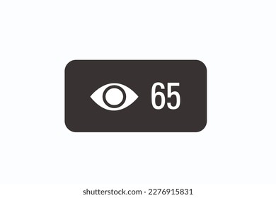 Vector of 65 views counter, user count of live stream close up.