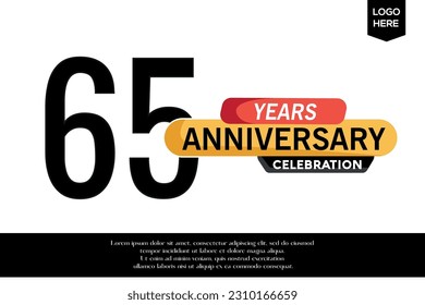 Vector 65th anniversary celebration logotype black yellow colored isolated on white background