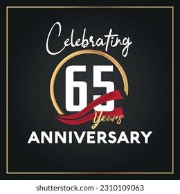 Vektor 65 Jahre Jubiläum-Logo mit Ring und eleganter goldener Farbe, einzelne Vektordesign