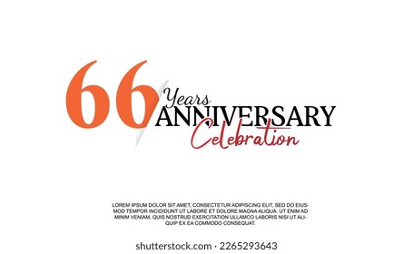Número de logotipo de 66 años de vectores con color rojo y negro para la celebración evento diseño de ilustración aislado. 