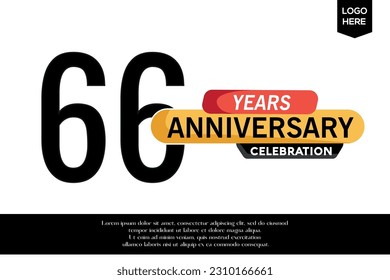 Vector 66th anniversary celebration logotype black yellow colored isolated on white background