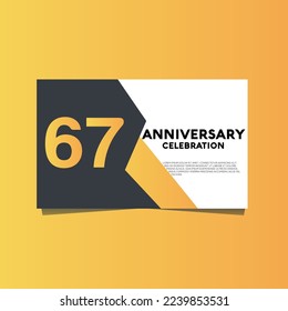 Vector 67 years anniversary celebration, anniversary celebration template design with yellow color background.
