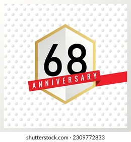 Vector 68th years anniversary celebration on white background with black color numbers and confetti design