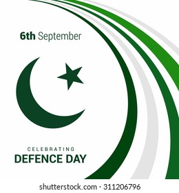 Vector 6th September Defence Day abstract green lines background. Pakistan Defense Day. Celebration Card. Illustration