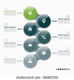 Vector 7 option infographic design with ellipses for presentations, advertising, layouts, annual reports