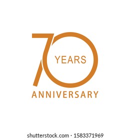 Vector 70 year anniversary, birthday logo label. Year. Vector illustration. Isolated against a white background.