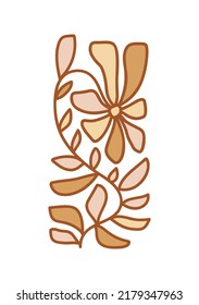 Vector 70s Flower Groovy hippie funny boho palette. inspired pattern in rectangular shape. Great for fabric, giftwrap scrapbooking, package, poster card.