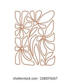 Vector 70s monoline naive art flower groovy hippie funny boho palette in rectangular shape. Great for fabric, giftwrap scrapbooking, package, poster card.