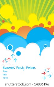 Vector - 70s retro colorful summer party poster.