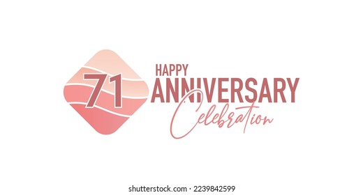 Logo del aniversario del vector 71, celebración del diseño de ilustración vectorial con diseño geométrico rosa
