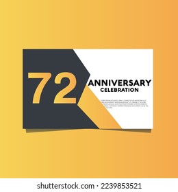 Vector 72 years anniversary celebration, anniversary celebration template design with yellow color background.
