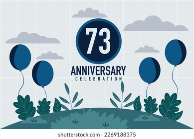 Vector 73 years anniversary invitation card. anniversary celebration modern design illustration template.	