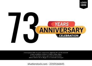 Vector 73rd anniversary celebration logotype black yellow colored isolated on white background